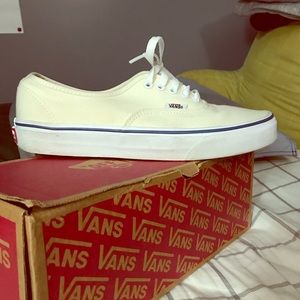 Cream/Blue Stripe Vans Size 9